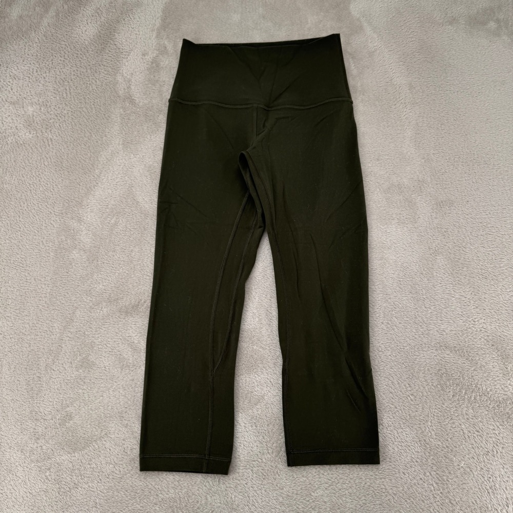 Lululemon Womens Align Crop Leggings Size 4 Green Preowned High Rise Stains